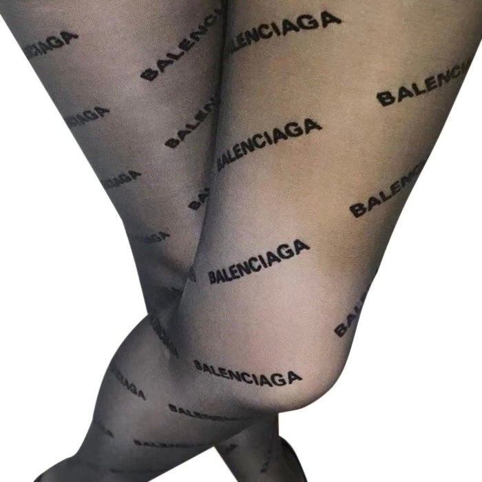 Balenciaga Logo-print Mesh Tights in Black