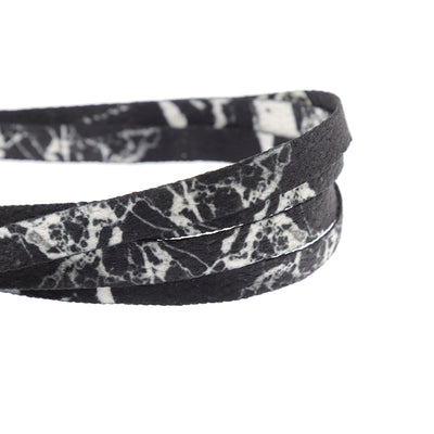 Black and White Marble Print Flat Shoelaces