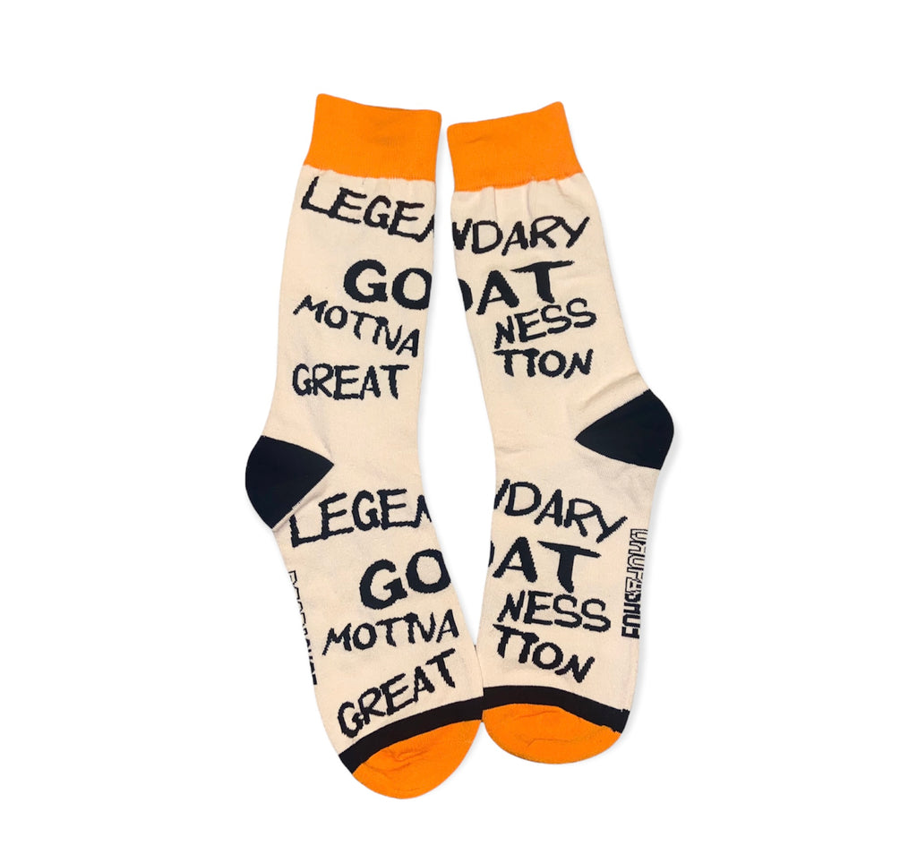 LEGENDARY Cream Orange & Black Motivational Socks – Dropashoe