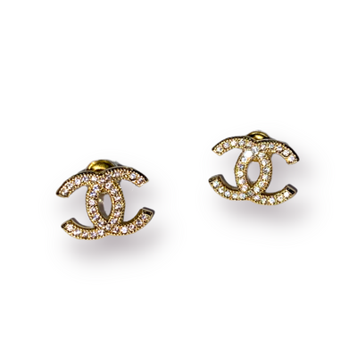 C Cross Luxury Gold Small Stud Earrings - Rhinestone