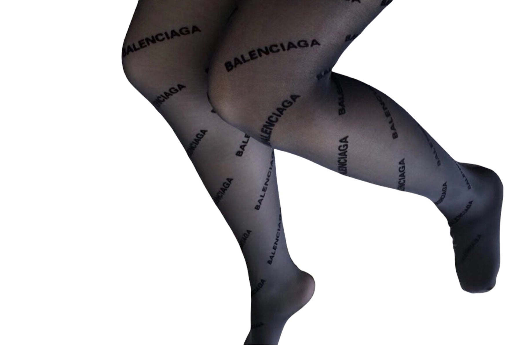 Balenci Inspired Velvet Logo Tights- Black – Dropashoe